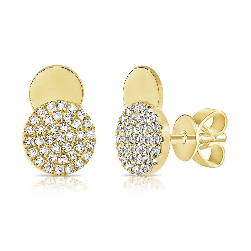 Joelle Diamond Disc Stud Earrings 14K Gold - Gift