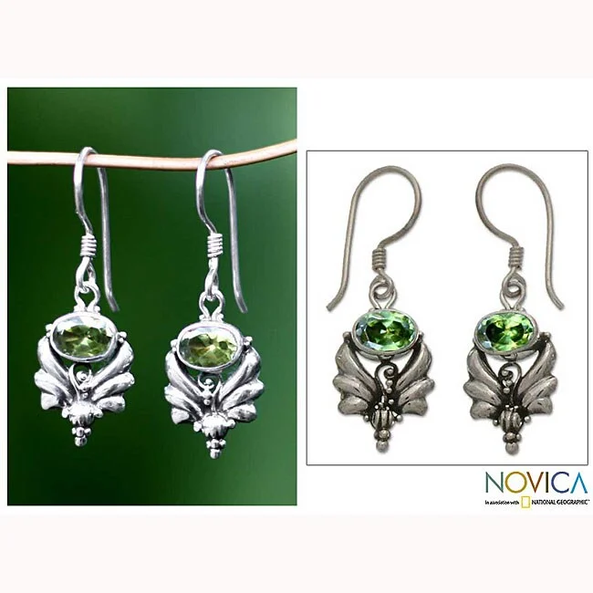 Sterling Silver 'Mystical' Peridot Dangle Earrings