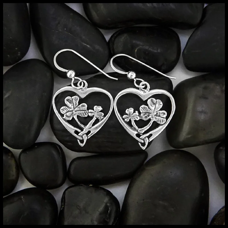 Shamrock Celtic Heart Drop Earrings