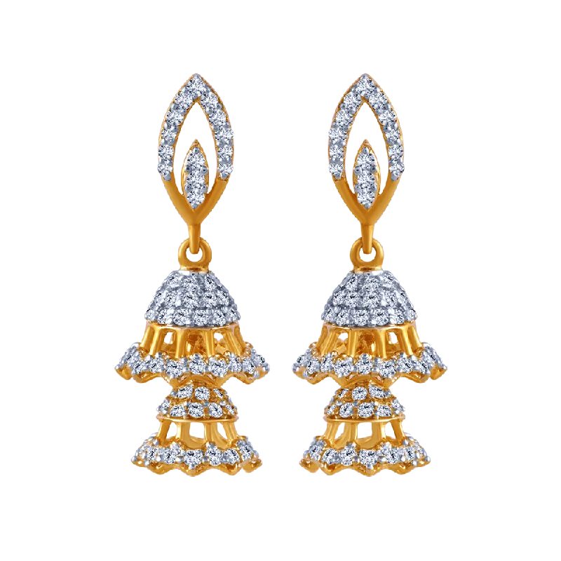 18k Intricate Diamond Jhumka