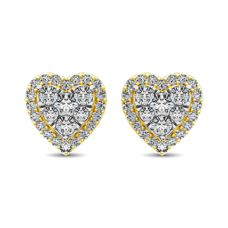 Diamond 3/4 ct tw Heart Earrings  in 14K Yellow Gold