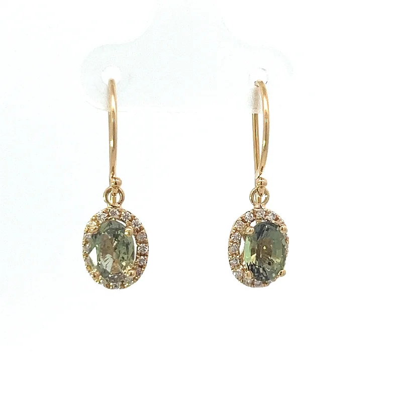 Modern 14kt Yellow Gold 2.11cttw Alexandrite+ .50cttw Diamond Earrings