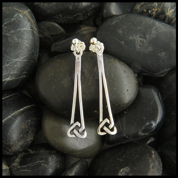 Heart Knot Ball-Drop Earrings in Silver