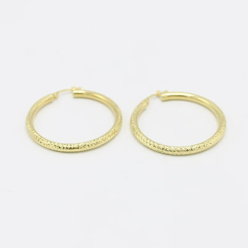 14K Fancy Women's Hoops Yellow Gold