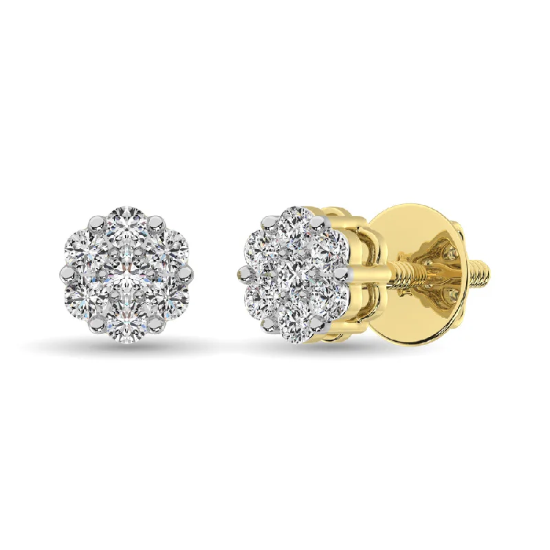 Diamond 1/2 Ct.Tw. Cluster Earrings in 14K Yellow Gold