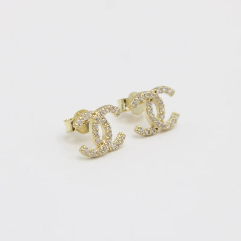 14K Earring Cz Stones Yellow Gold