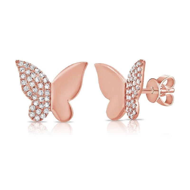 Joelle Diamond Butterfly Stud Earrings 14K Rose Gold