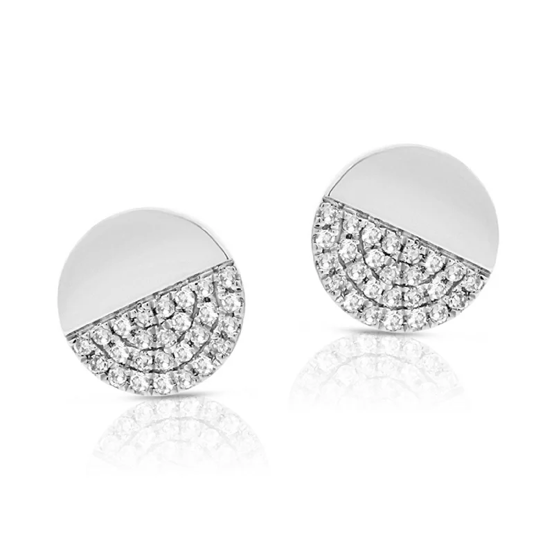 Joelle Diamond Disc Stud Earring 14K White Gold