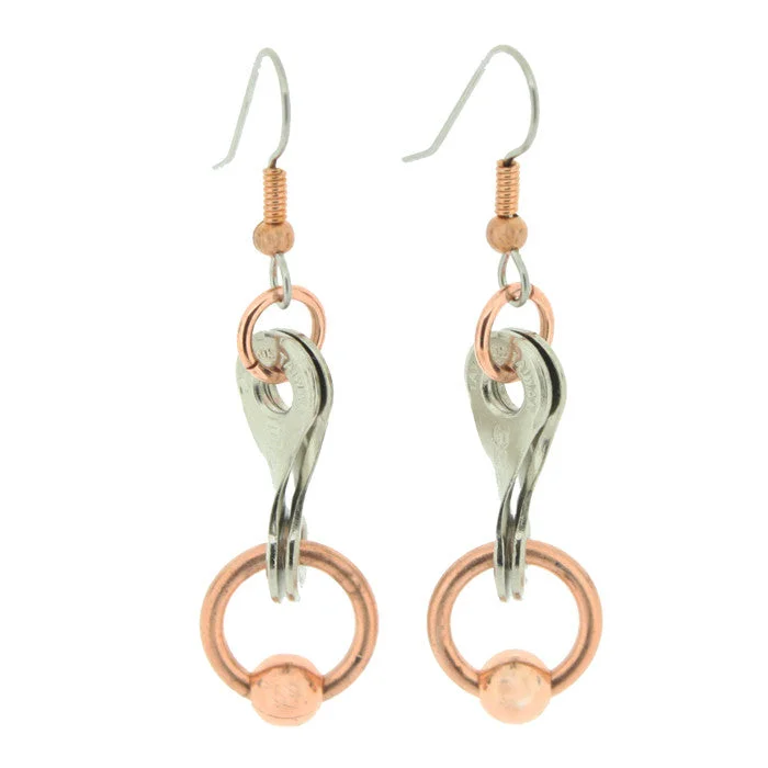 Twisted Link Hoop & Bead Earrings - Wholesale