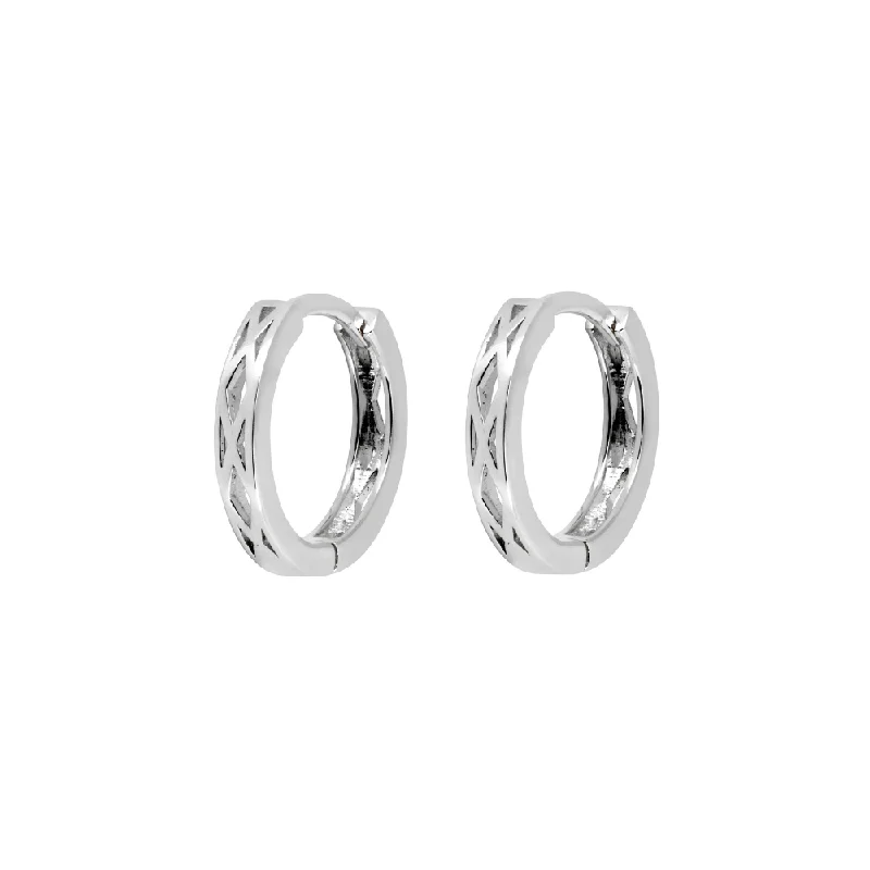 Patterned Silver Hoop Earrings