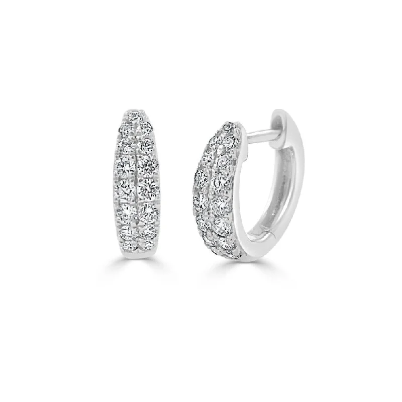 Joelle Diamond Double Row Huggie Earring 14K White Gold 3/8 ct