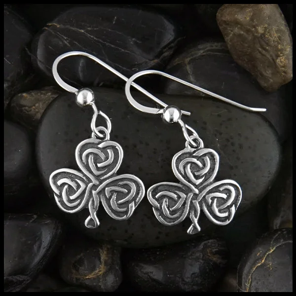 Lucky Heart Shamrock Drop Earrings