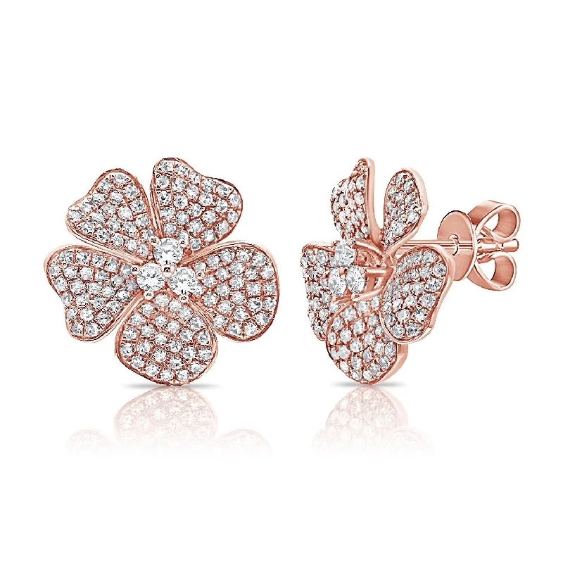 Joelle Diamond Flower Earrings 14K Gold 0.93ct