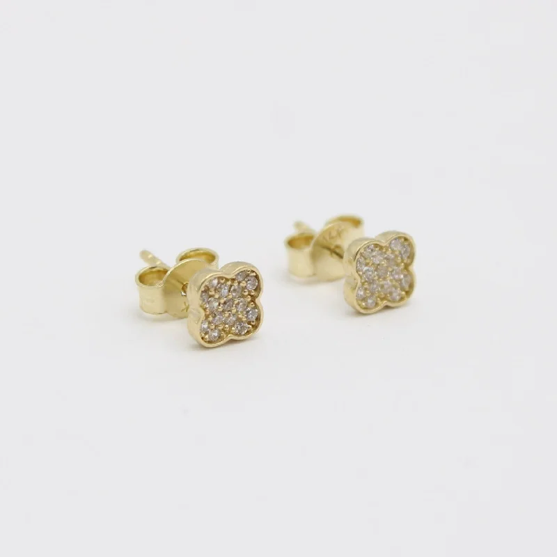 14K Fancy Earring Cz Stones Yellow Gold