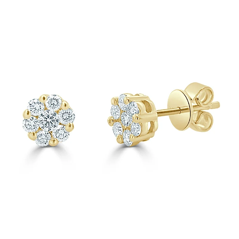 Joelle Diamond Cluster Stud Earrings 14K Gold