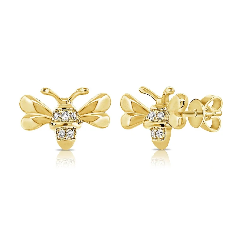 Joelle Diamond Bumble Bee Stud Earrings 14K Gold