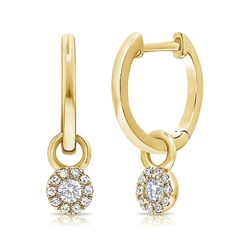 Joelle Diamond Dangle Huggy Hoop Earrings 14K Gold