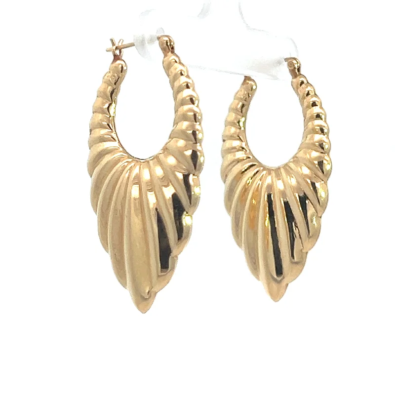 Late Century 14kt Yellow Gold Textured Drop Earrings