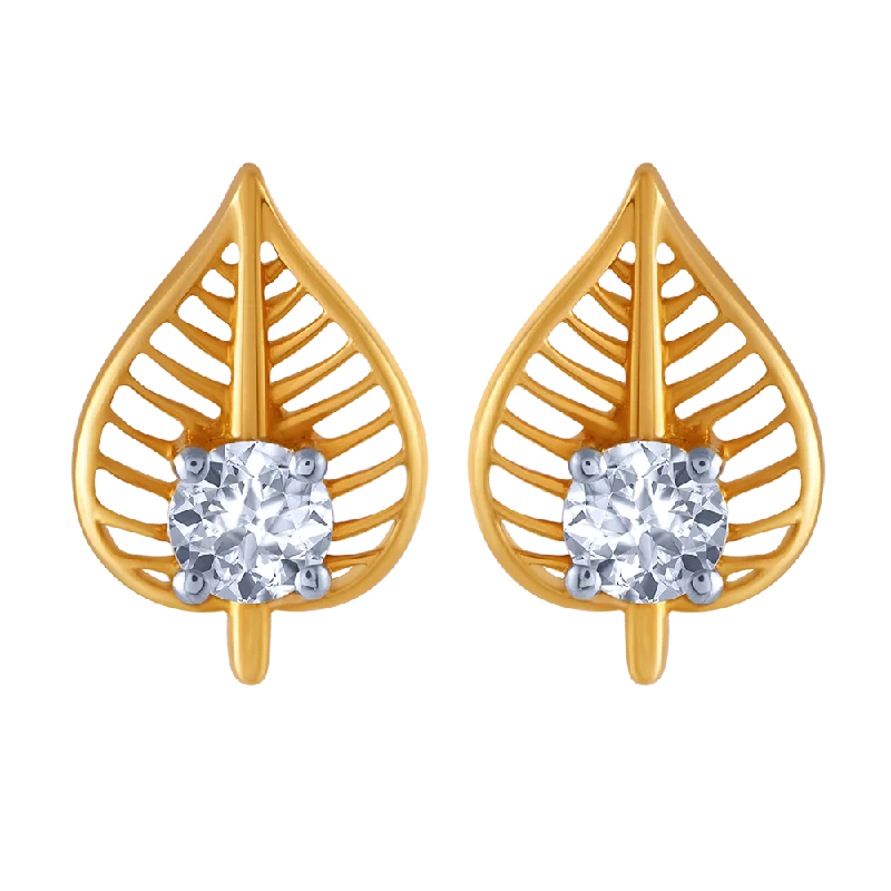 18k Leaf Shape Diamond Earring.