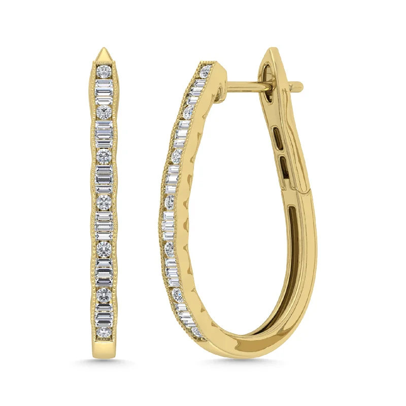 Diamond 1/2 Ct.Tw. Hoop Earrings in 10K Yellow Gold