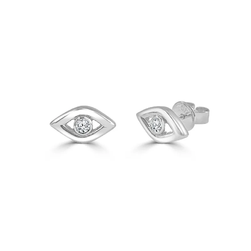 Joelle Diamond Evil Eye Stud Earrings 14K White Gold 1/10ct