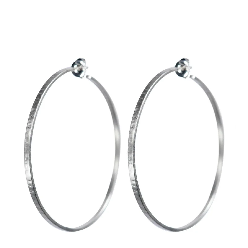 Sterling Silver Large Flattened Hoop Earrings