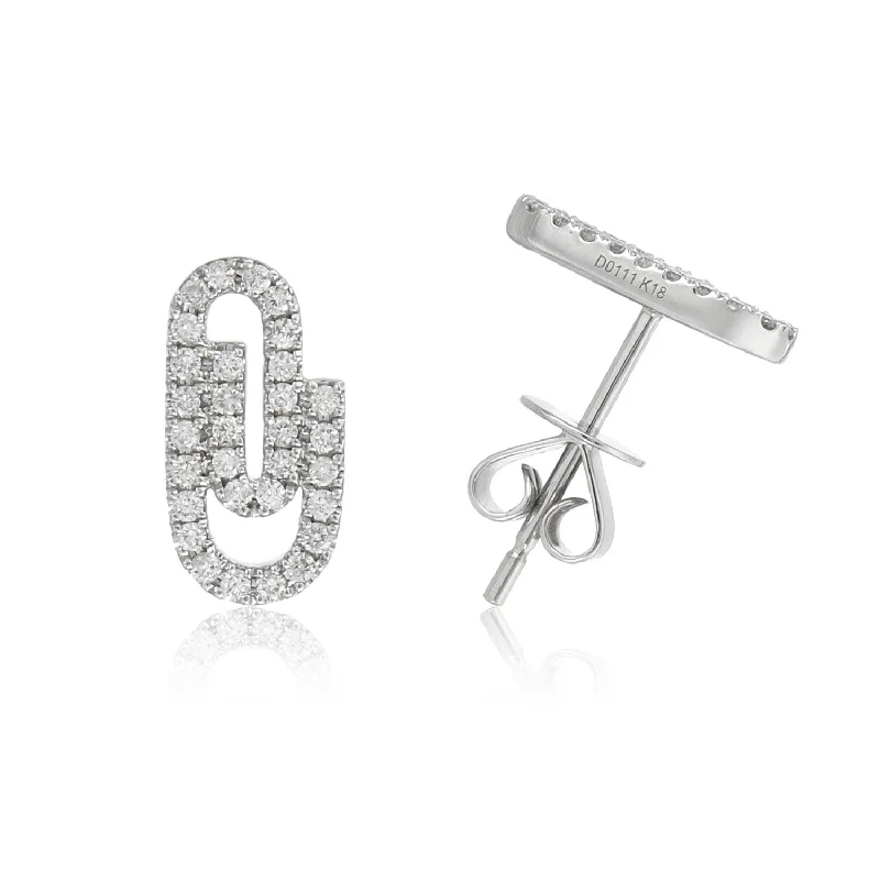 Joelle Diamond Paperclip Stud Earring in 18K Gold