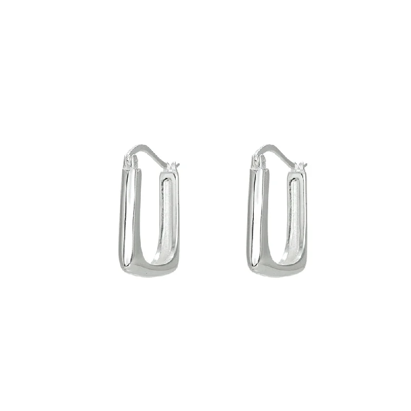 Silver Thick Square Hoop Earrings