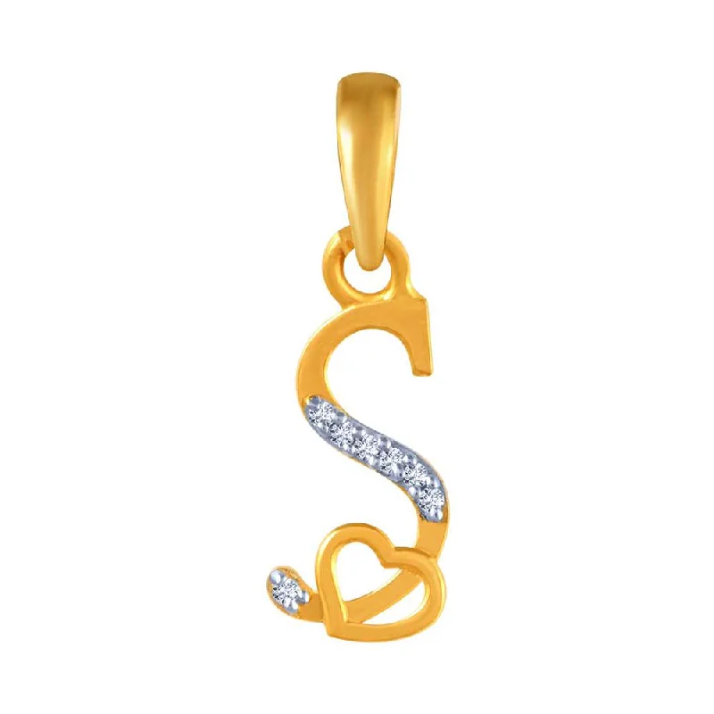 14k  Studded S Initial Heart Pendant