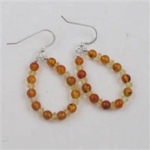 Amber Hoop Earrings Handcrafted