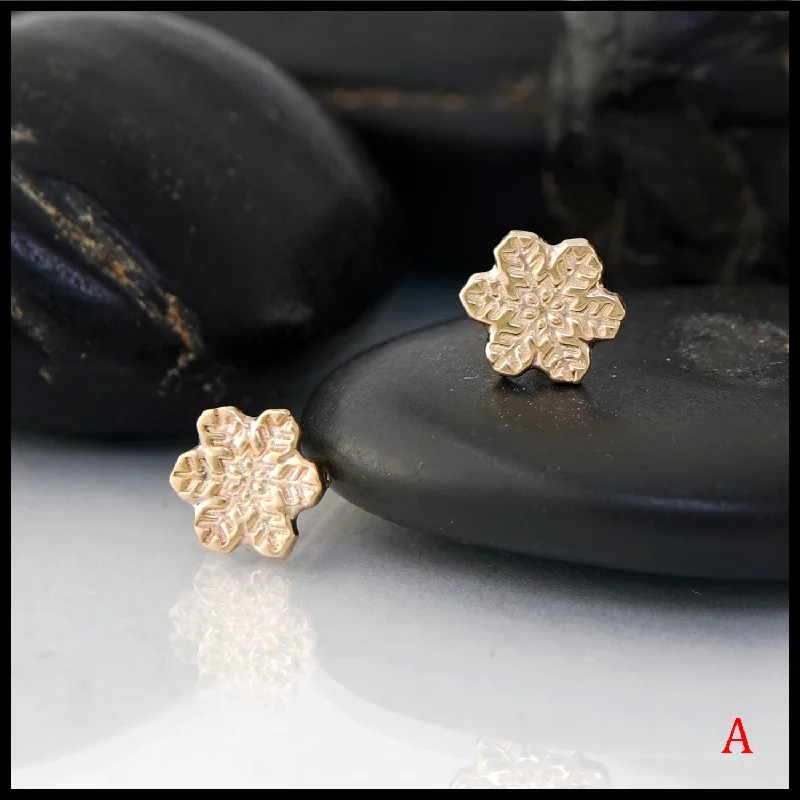 Dainty Snowflake Post Earrings in Gold