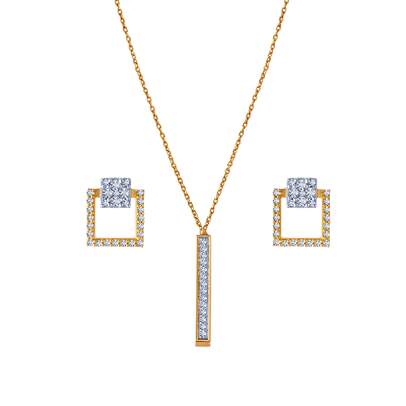 18k Sublime Petite Diamond Necklace Earrings Set