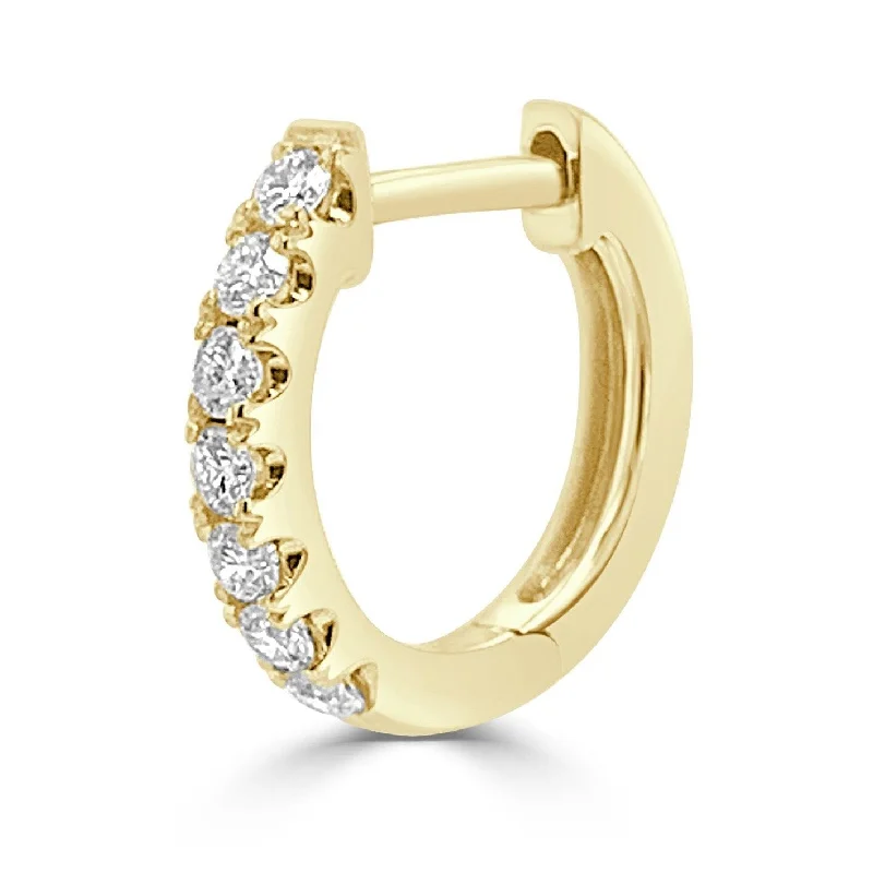 Joelle Half-a-Pair Huggie Small Hoop Earring 0.11 cttw. 14K Gold - Perfect for Second Hole - 12mm