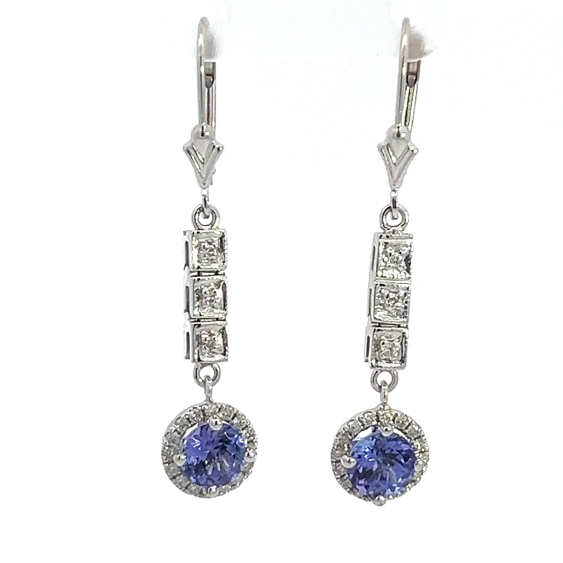 Modern 18/14kt 2cttw Tanzanite + .35cttw Diamond Dangle Earrings