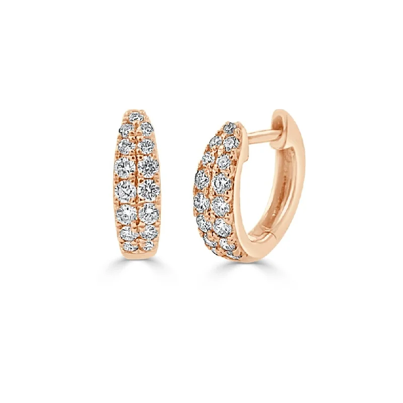 Joelle Diamond Double Row Huggie Earring 14K Rose Gold 3/8 ct