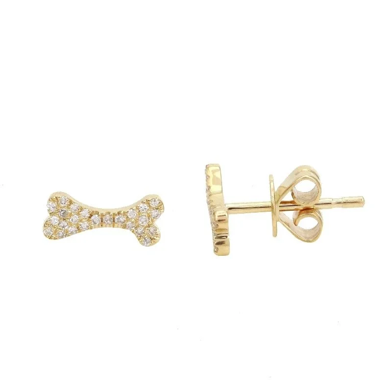 Joelle Diamond Dog Bone Studs Earrings 14K Gold