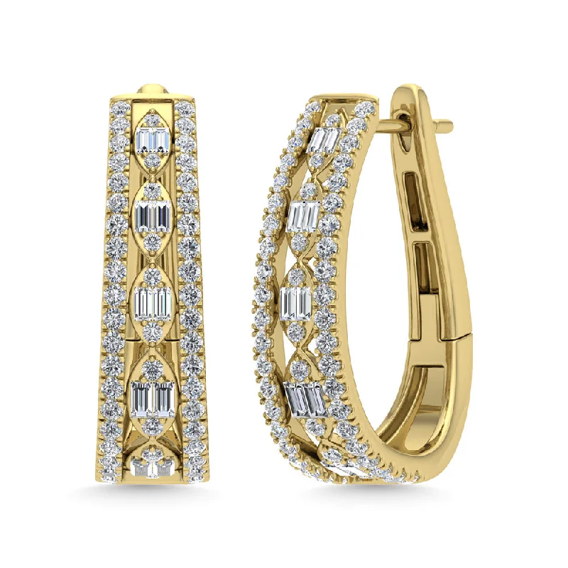 Diamond 1 Ct.Tw. Hoop Earrings in 14K Yellow Gold