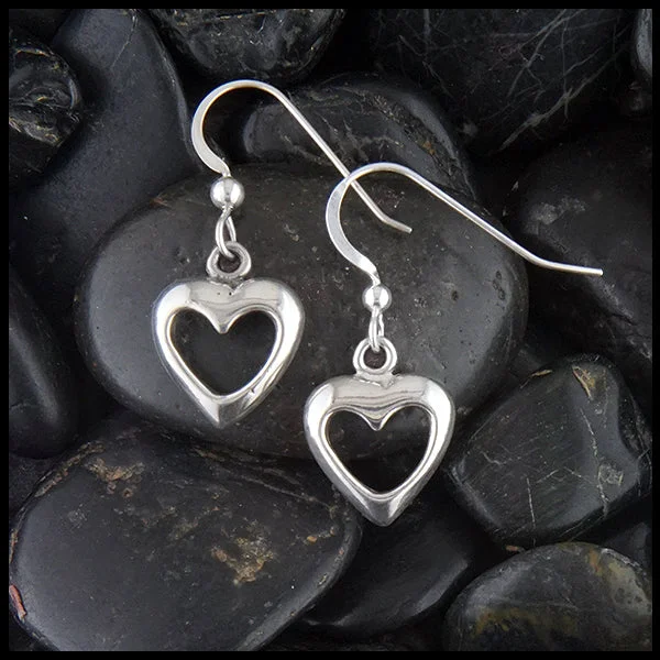 Sterling Silver Heart Drop Earrings