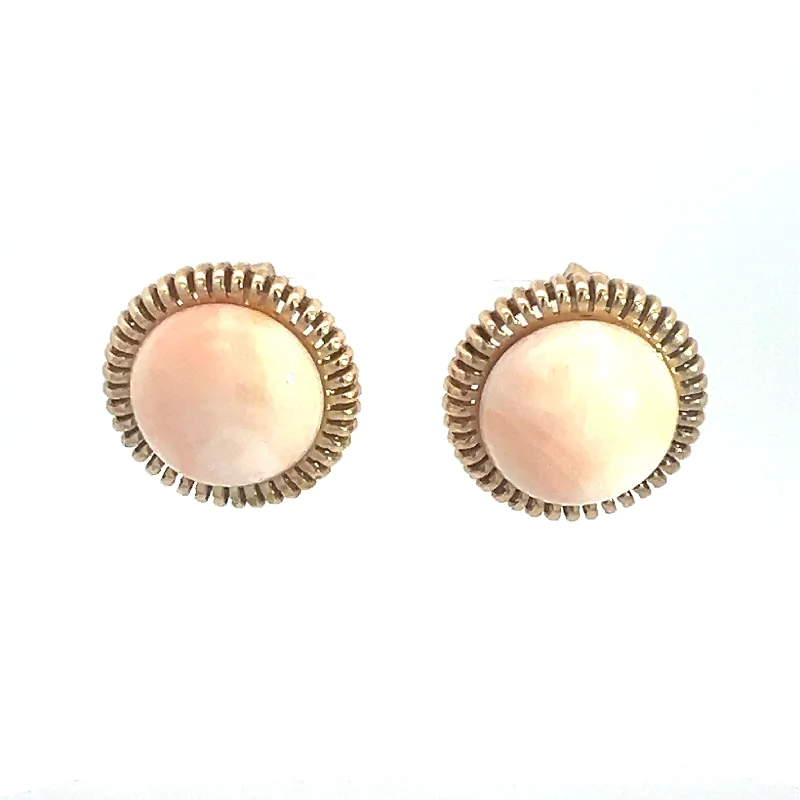 Mid Century 14ktyg Angel Skin Coral Clip on Earrings