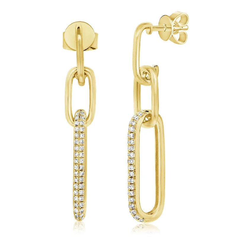 Joelle 1/3 cttw. Diamond Pave Link Stud Dangle Earrings 14K Gold