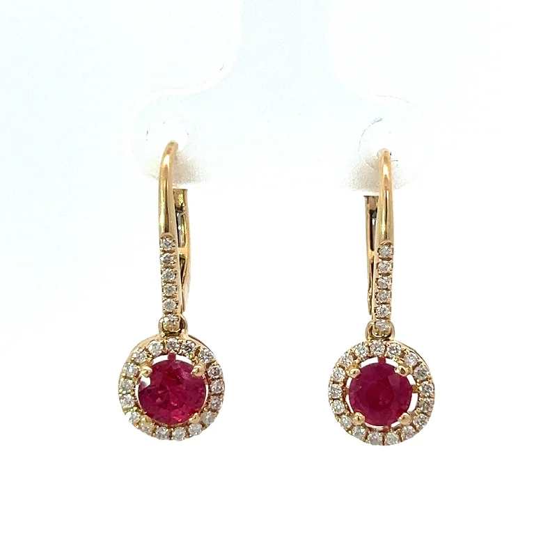 Modern 14kt Yellow Gold 1.62cttw Ruby + .60cttw Diamond Earrings