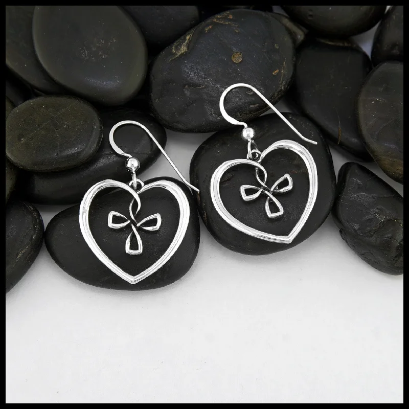 Small Cross My Heart Drop Earrings