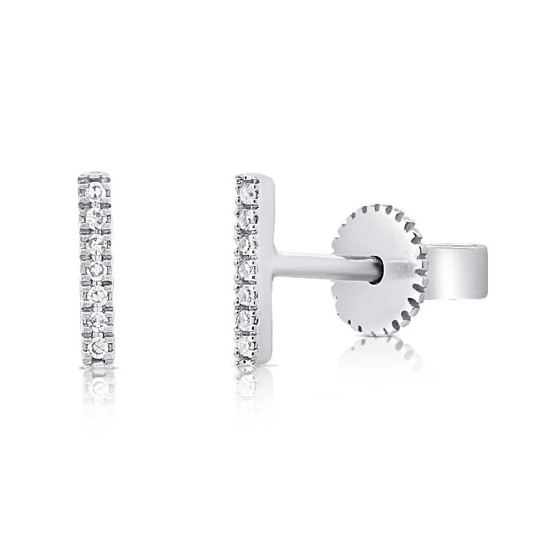 Joelle Diamond Bar Stud Earrings - 14K White Gold Stud Earrings Available in White, Rose, Yellow Gold