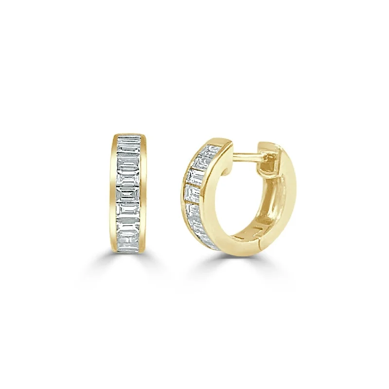 Joelle Diamond Baguette Huggie Earrings 14K Yellow Gold 3/5 TDW