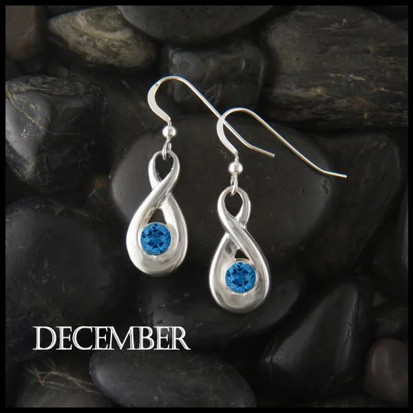 Birthstone Drop Earrings in Silver