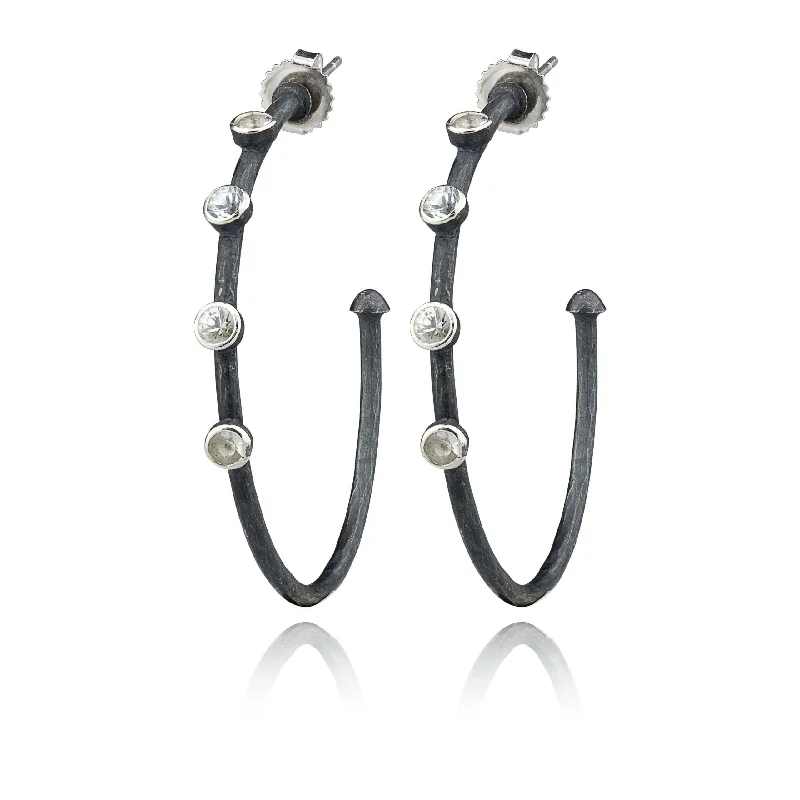 Lika Behar White Sapphire 40mm Hoop Earring