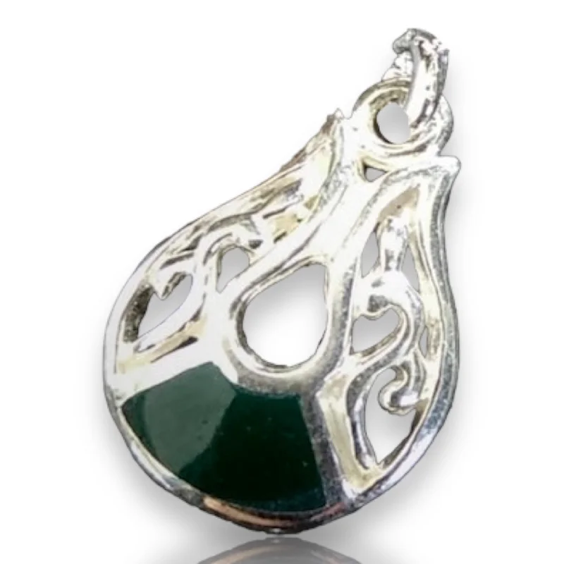 JC09  925 Sterling Silver Jade Charm