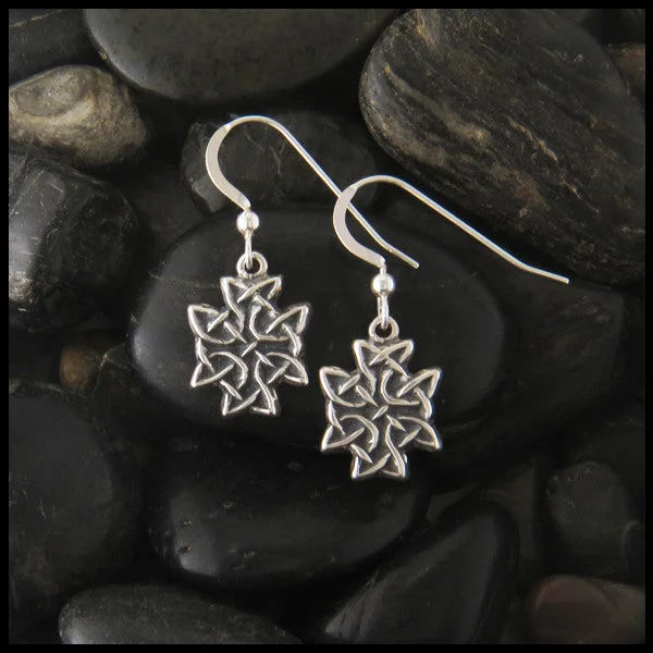 Celtic Knot Cross Earrings in Silver