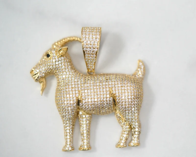 Goat CZ 14K Yellow Gold