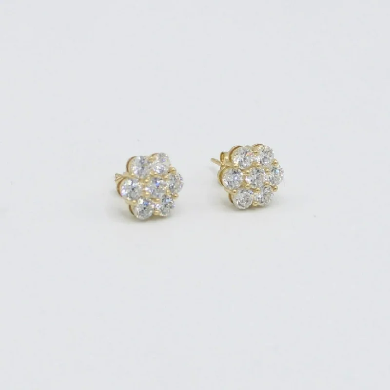 14K Men's Earring Cz Stones